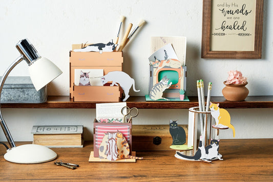 木製貓咪拼圖筆座