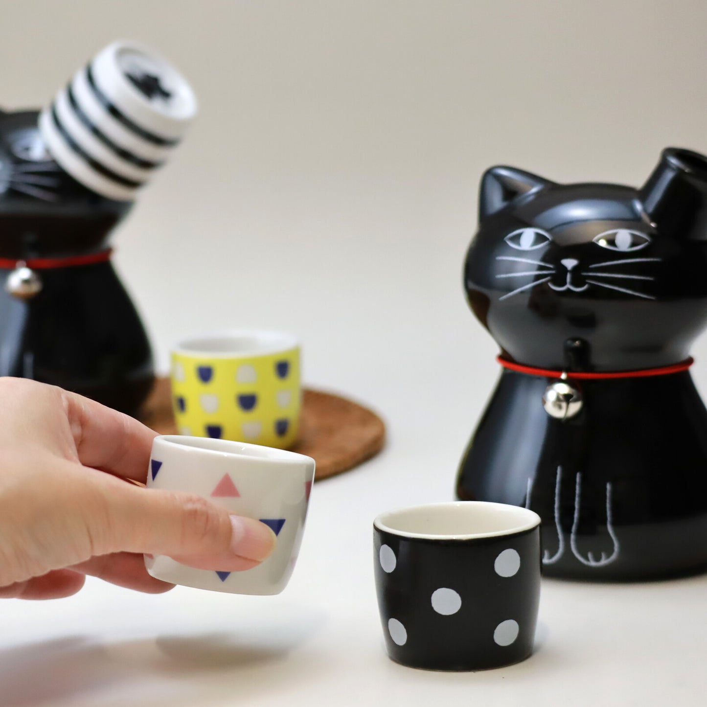 Black Cat Sake Flask Set