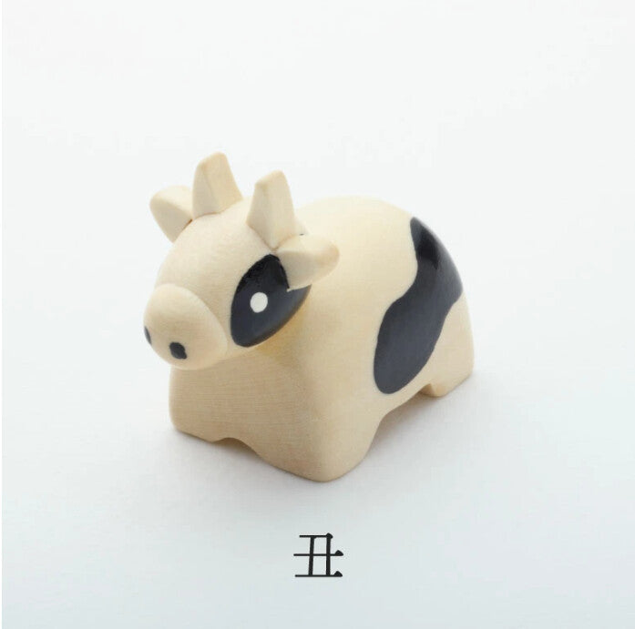Wooden decorations in the shape of the twelve Chinese zodiac animals