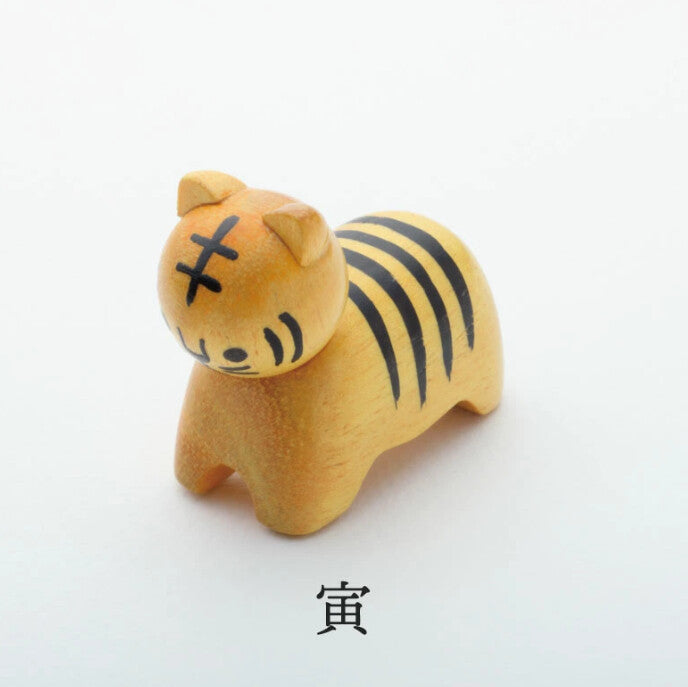 Wooden decorations in the shape of the twelve Chinese zodiac animals