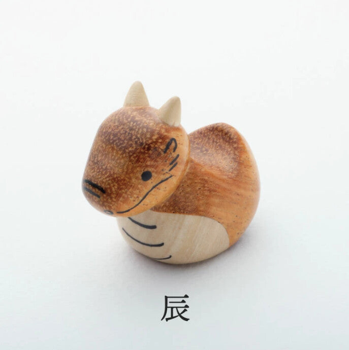 Wooden decorations in the shape of the twelve Chinese zodiac animals