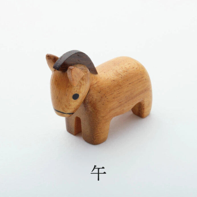 Wooden decorations in the shape of the twelve Chinese zodiac animals