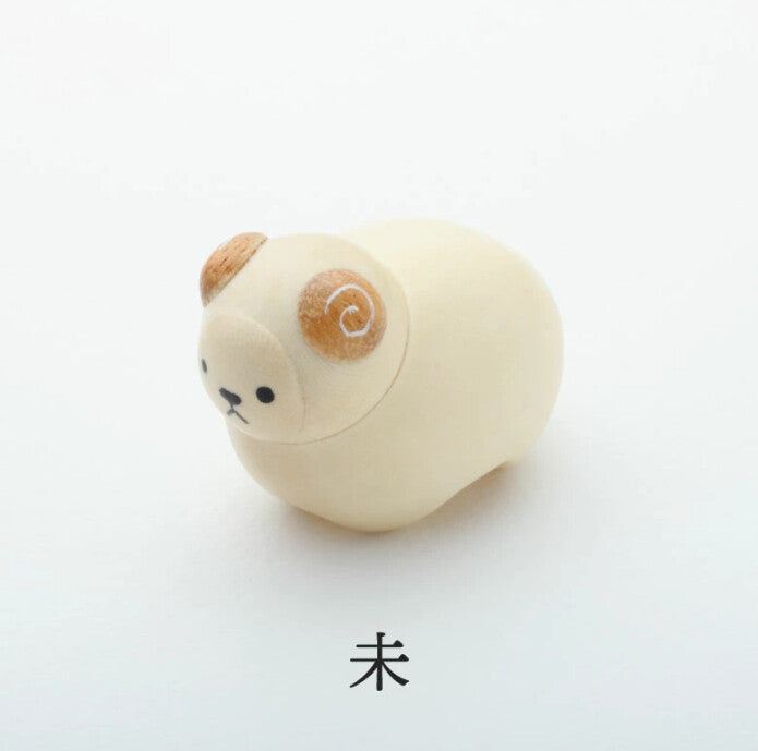 Wooden decorations in the shape of the twelve Chinese zodiac animals