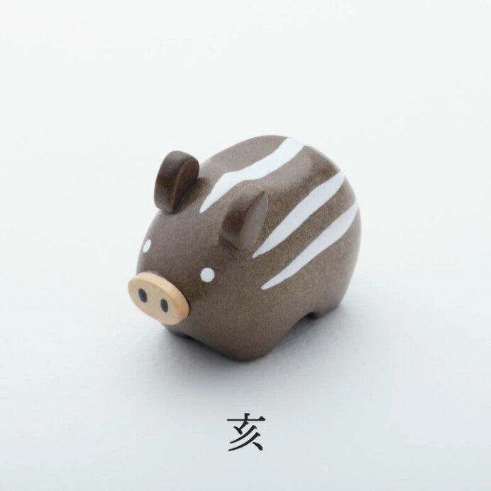 Wooden decorations in the shape of the twelve Chinese zodiac animals