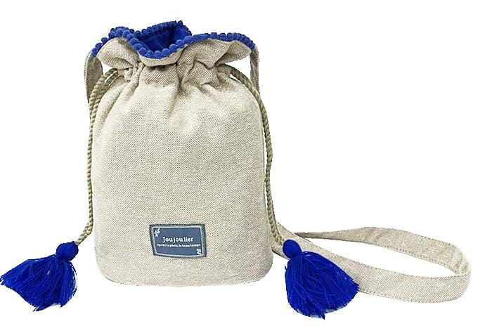 Pom Pom Lace Shoulder Drawstring Bag