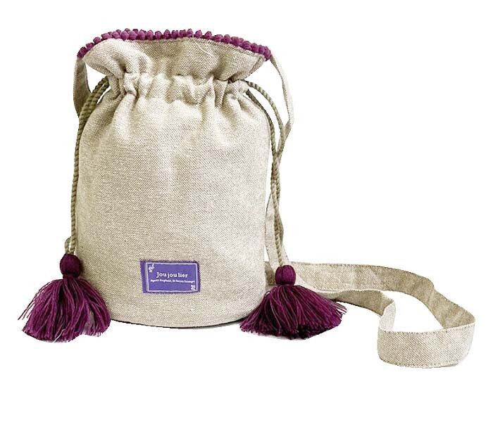 Pom Pom Lace Shoulder Drawstring Bag