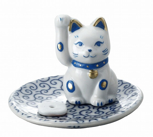 Blue Lucky Cat Incense Holder