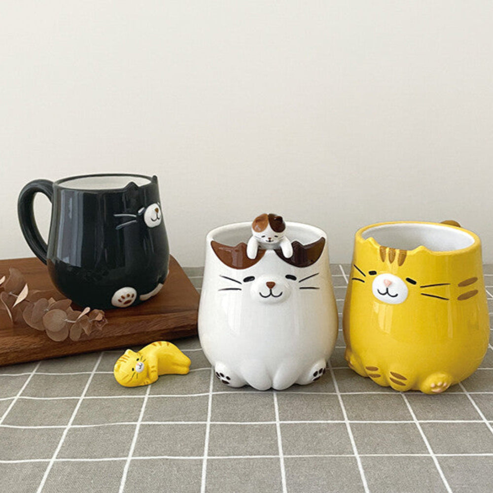 Relaxing Cat Coffee Cup with Ears