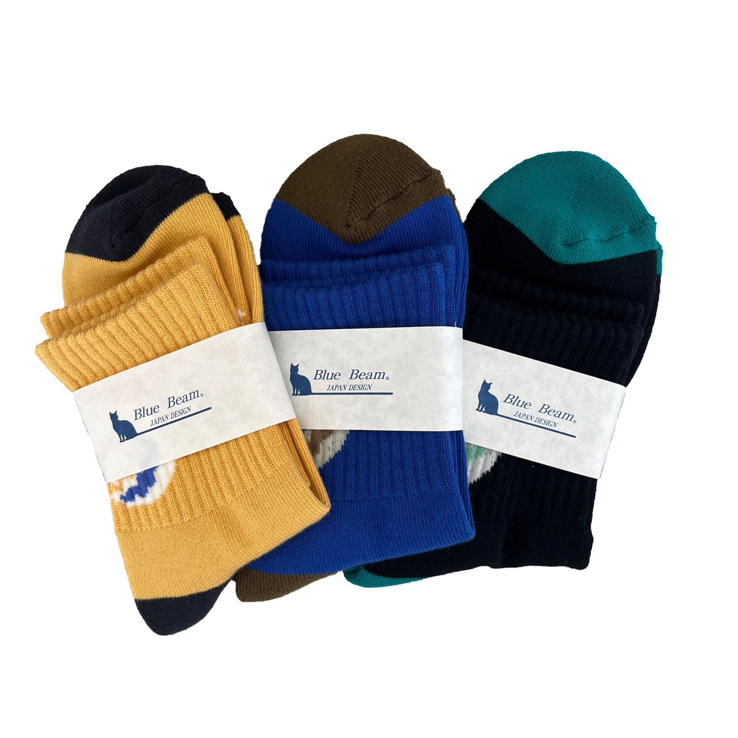 Blue Beam 貓咪圖案拼色中筒襪 (女裝)