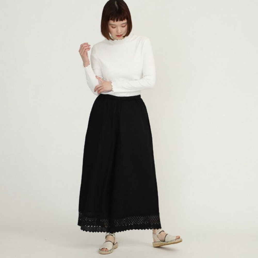 鏤空蕾絲下擺闊腳褲