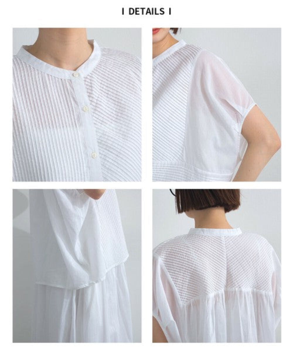 純棉透薄褶襉襯衫