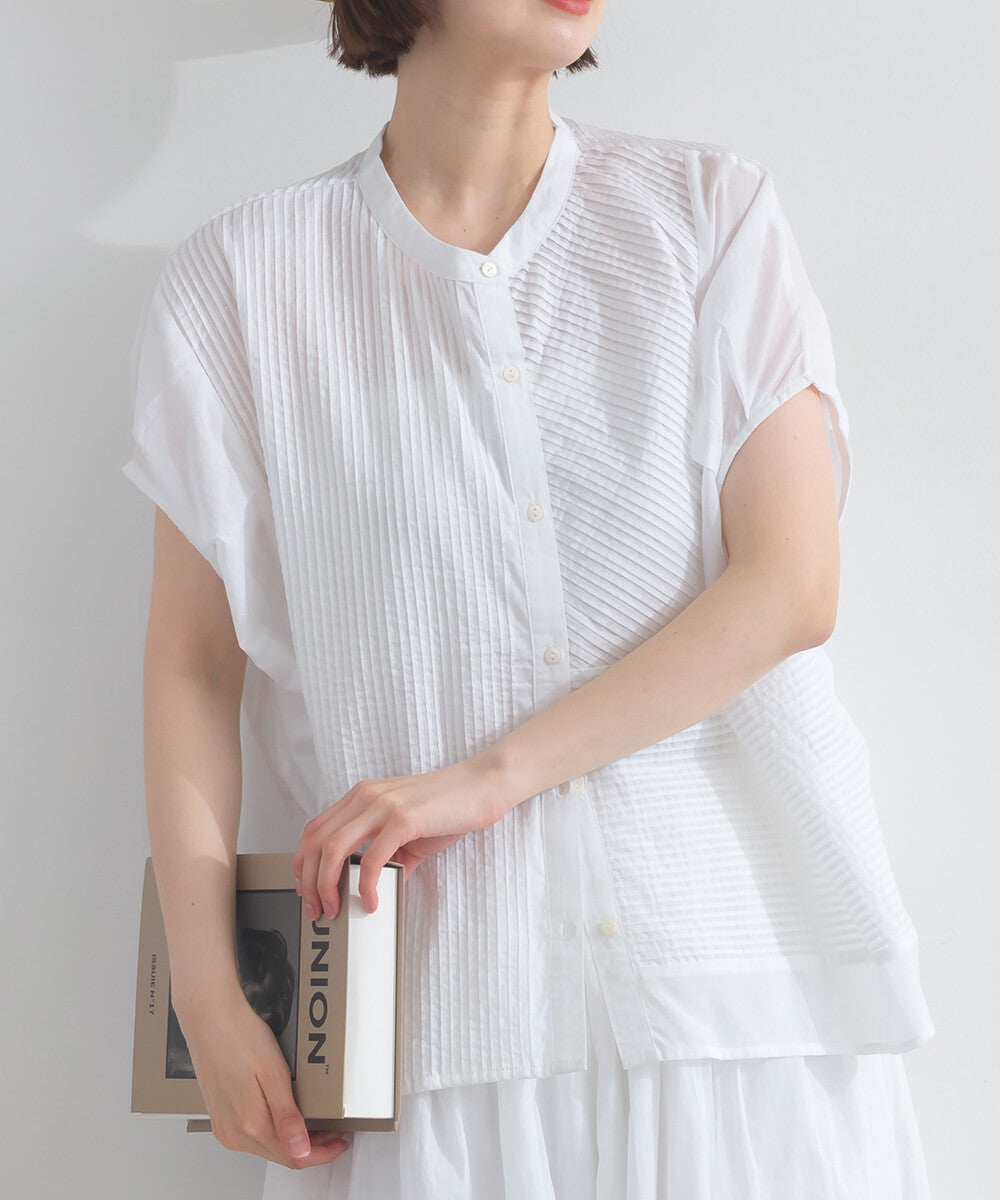 純棉透薄褶襉襯衫