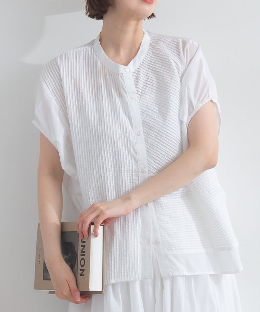 純棉透薄褶襉襯衫