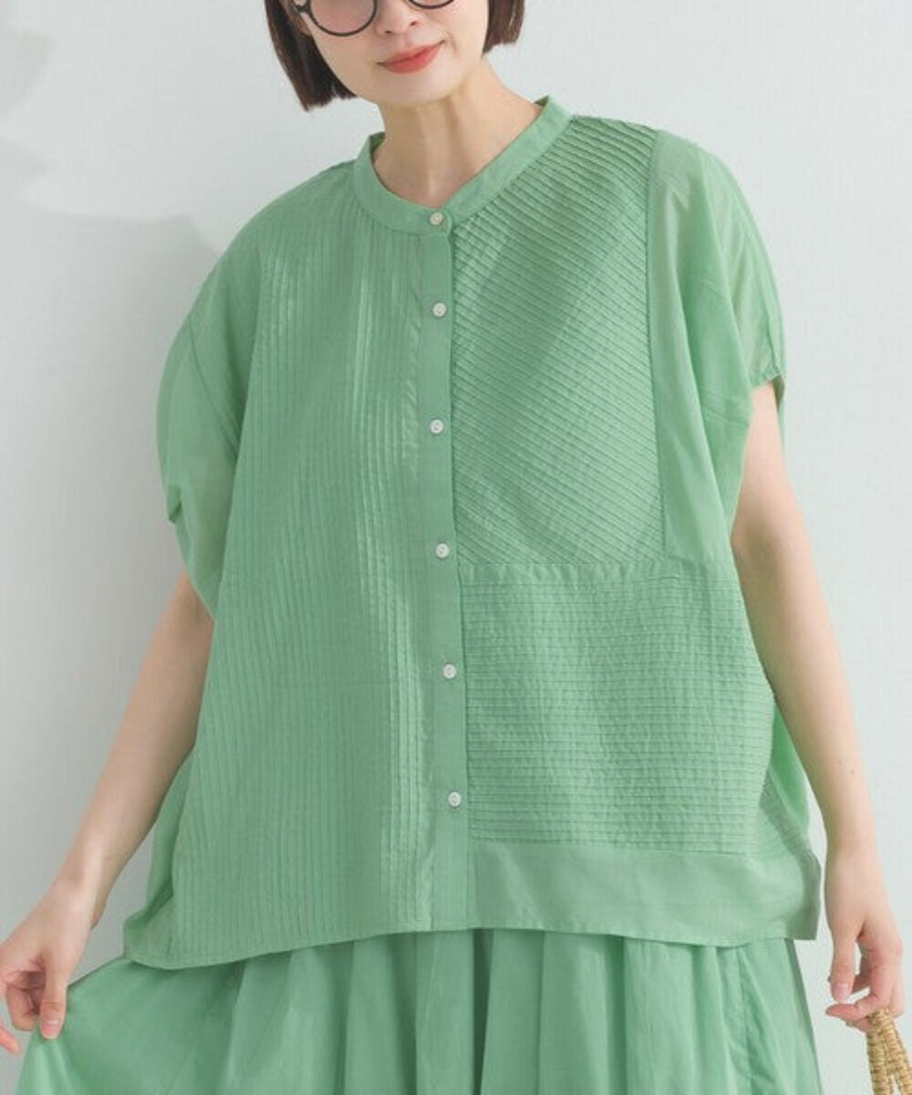 純棉透薄褶襉襯衫