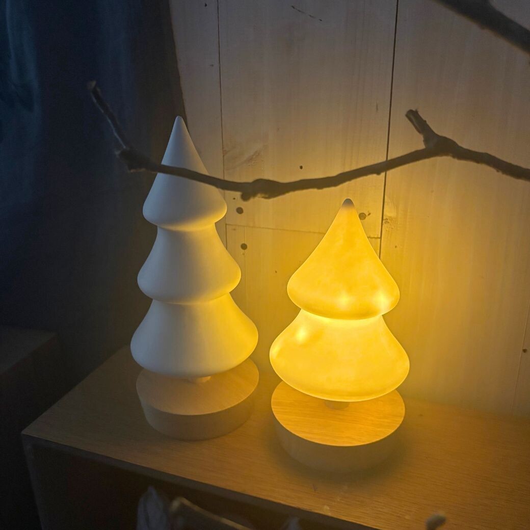 木底座聖誕樹LED純白半瓷裝飾燈