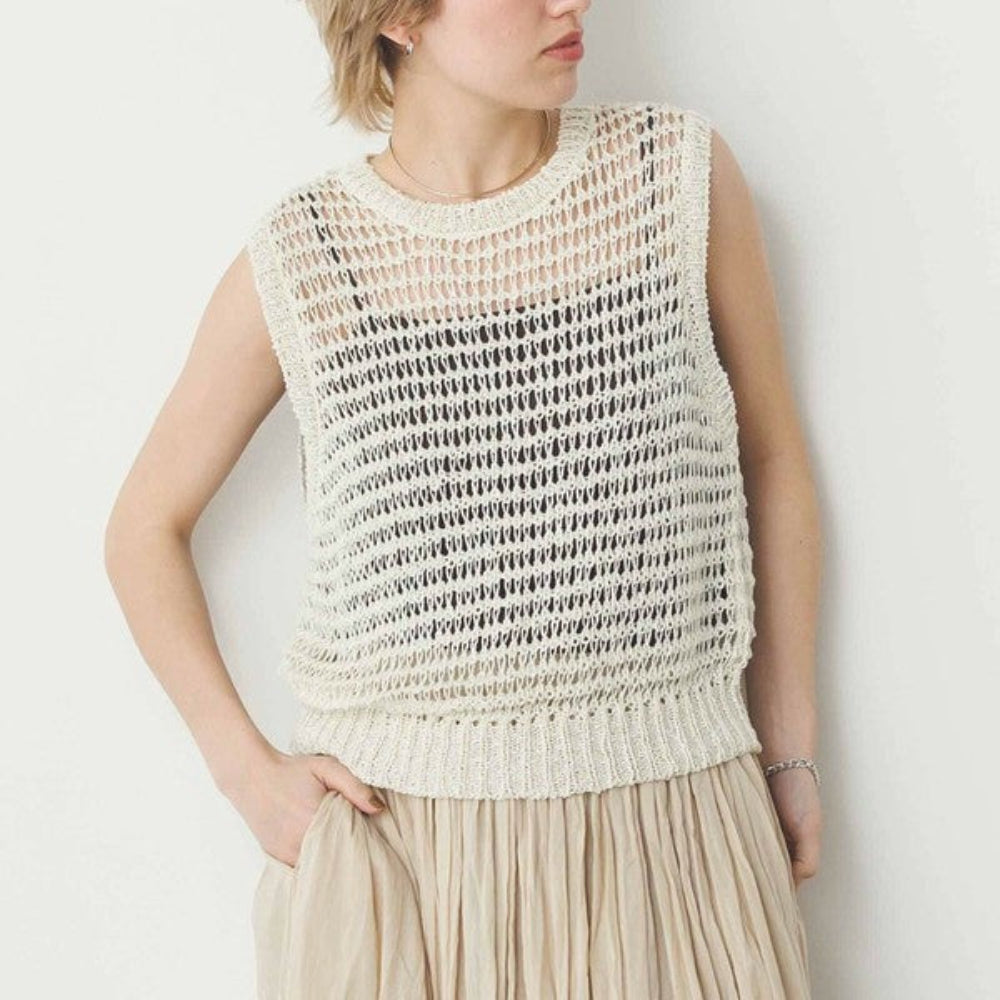 春夏鏤空針織背心