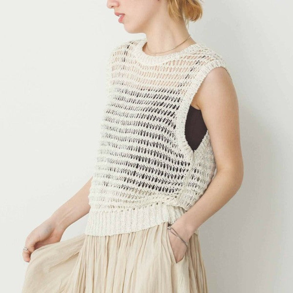 春夏鏤空針織背心