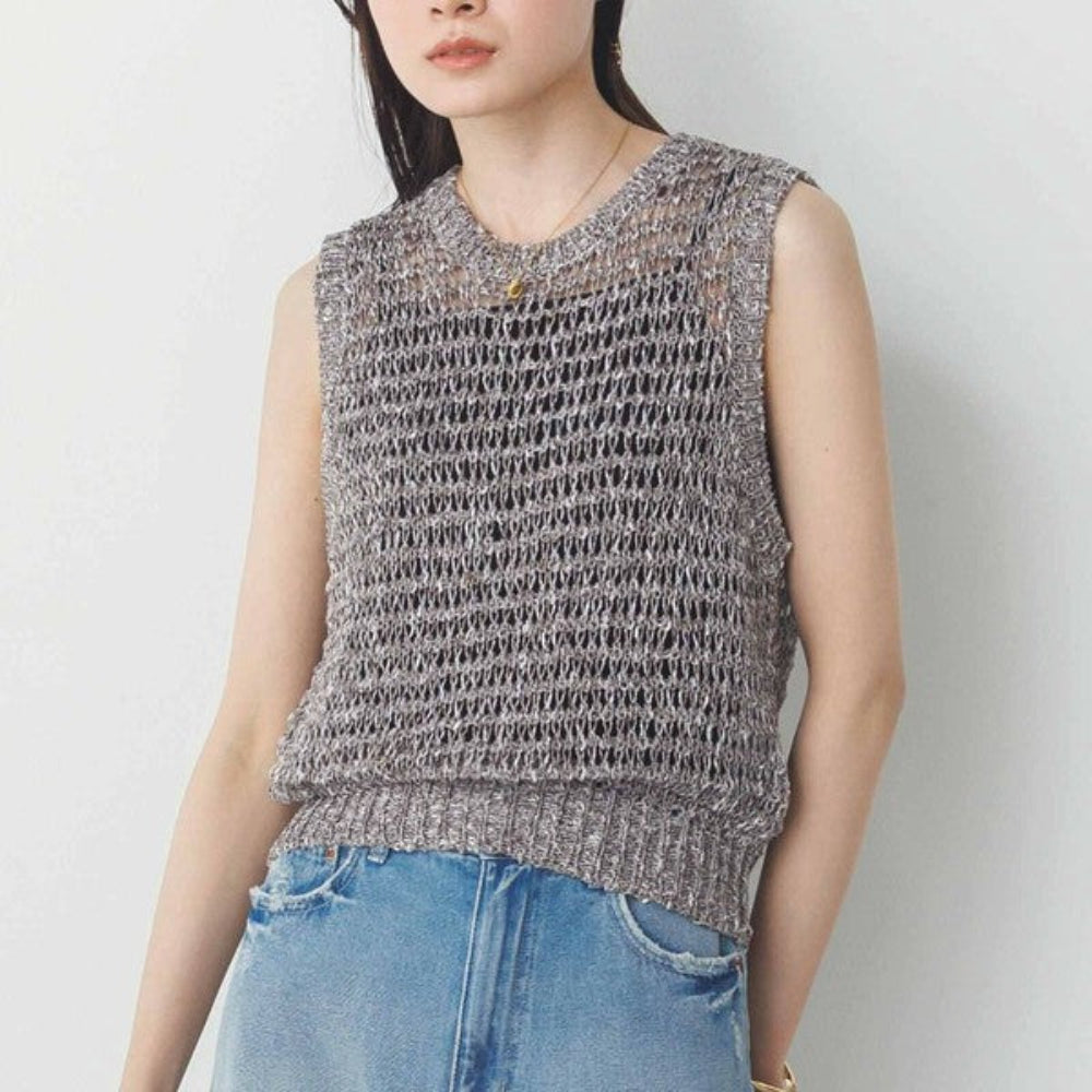 春夏鏤空針織背心