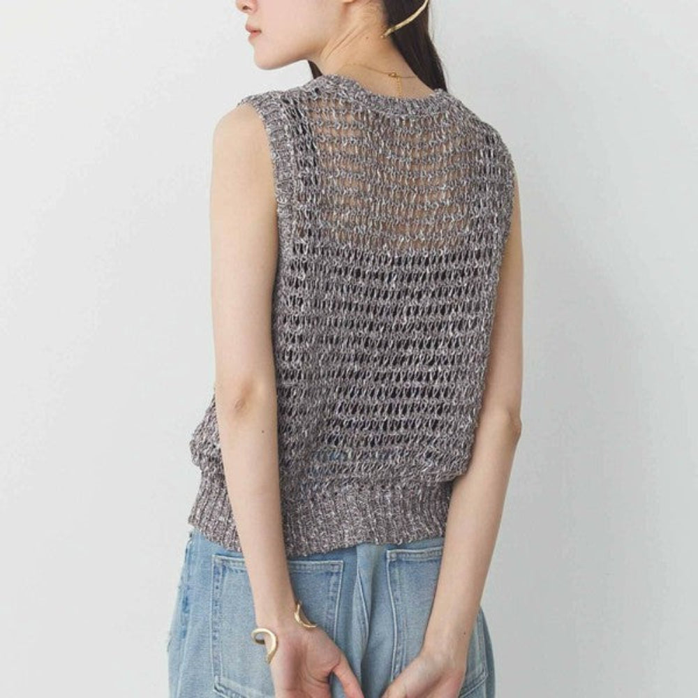 春夏鏤空針織背心