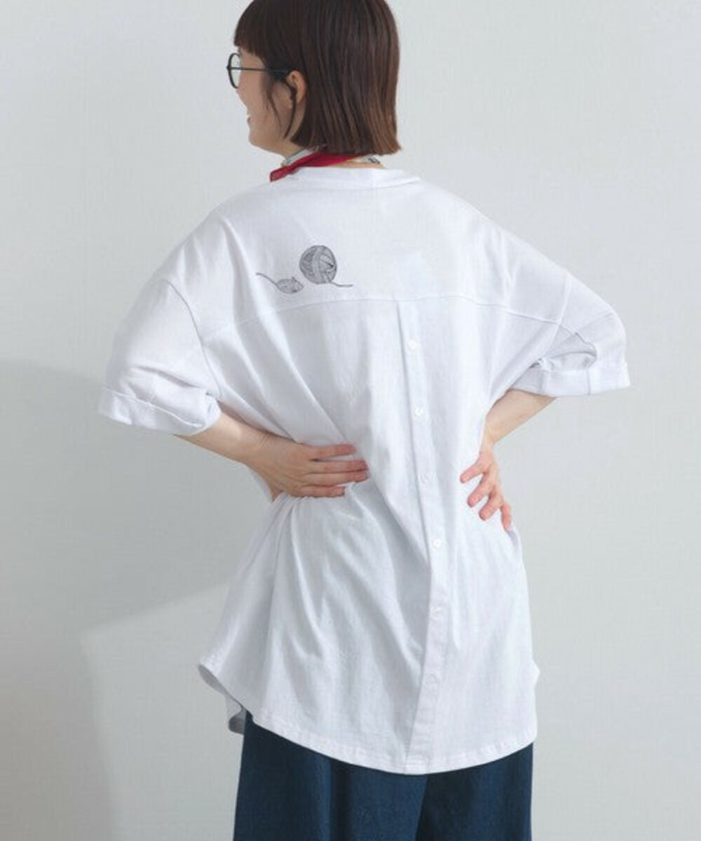 黑白口袋貓圖案 T-shirt