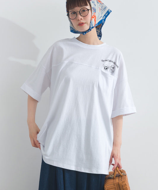 黑白口袋狗圖案 T-shirt