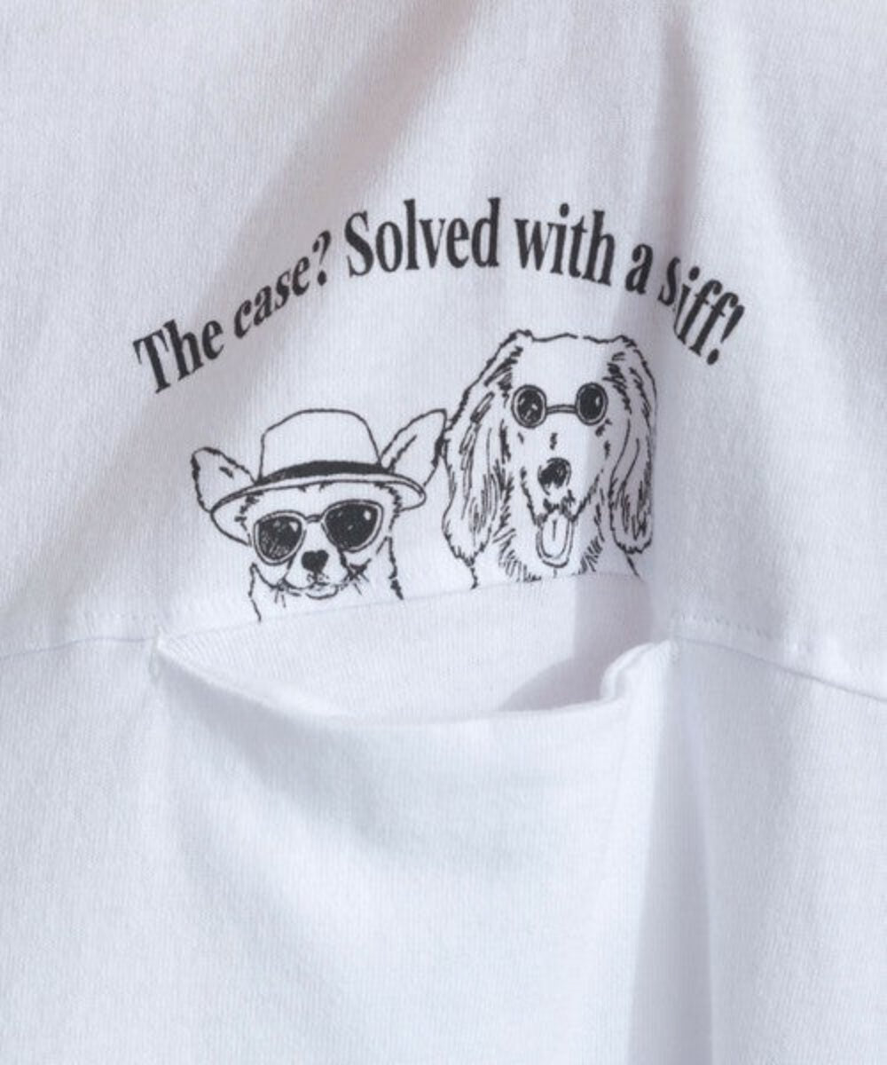 黑白口袋狗圖案 T-shirt