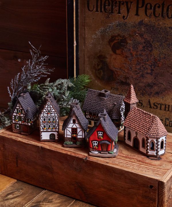 Long Cottage-European Cottage Ceramic Christmas Candle Holder (Made in Lithuania)