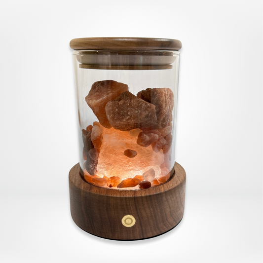 喜瑪拉亞山岩鹽燈(黑胡桃木底座)