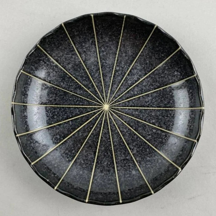 Mino ware ceramic dish with ten grass patterns
