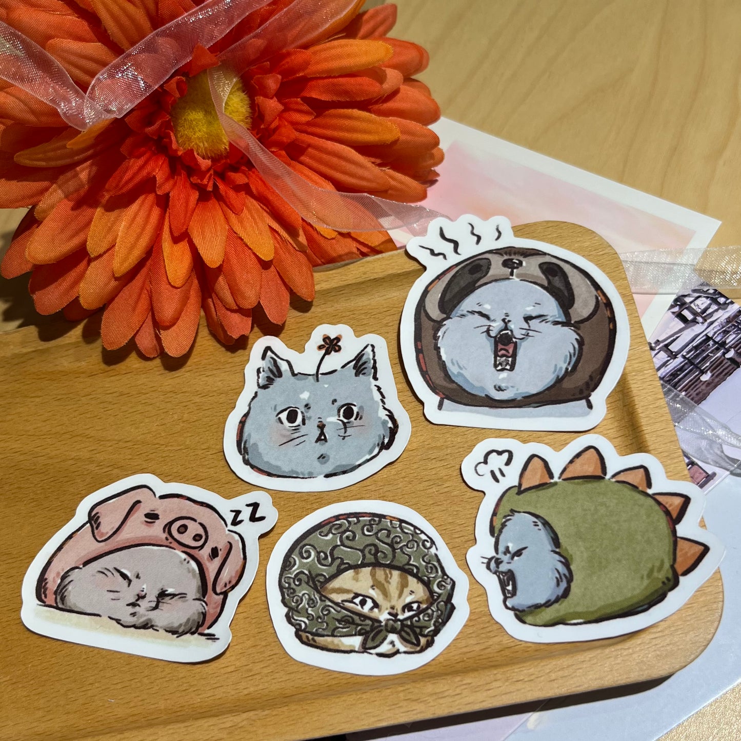 【MochiMao麻糬貓】「喵氏」防水小貼紙 set(5張)