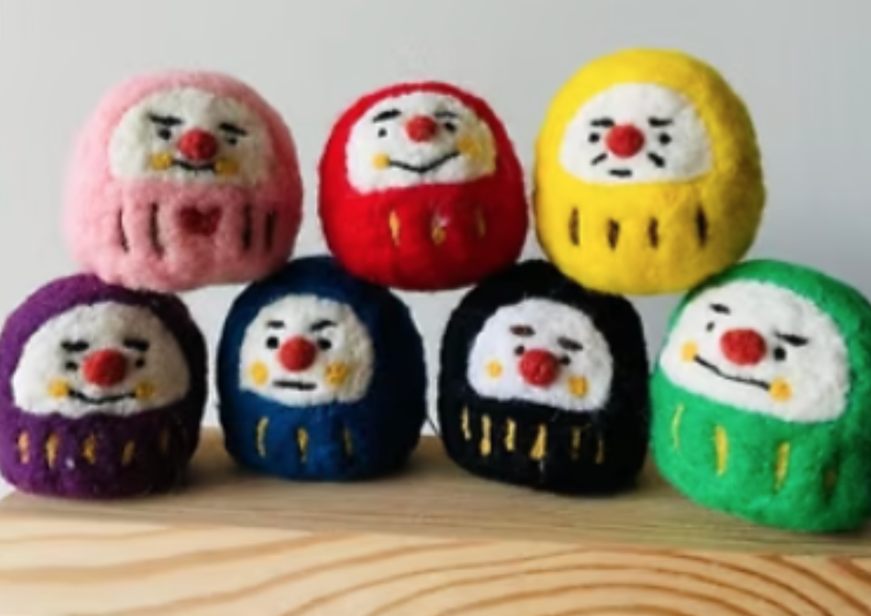 羊毛氈材料包-超簡單 許願達摩 (7款)(附教學影片)