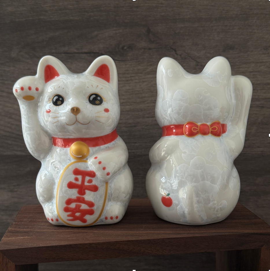清水燒花結晶招財貓 mini size