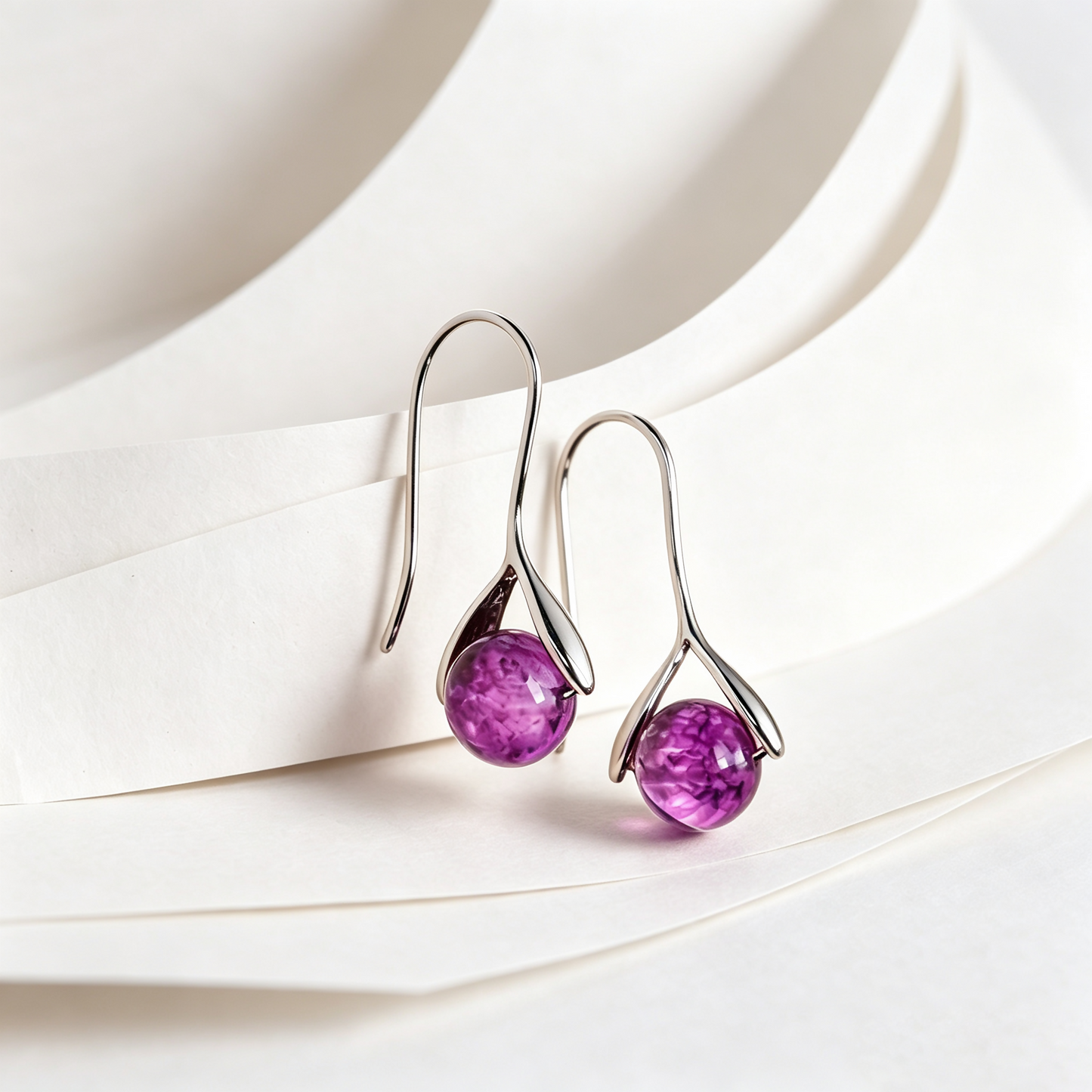 Crystal Earrings- Purple