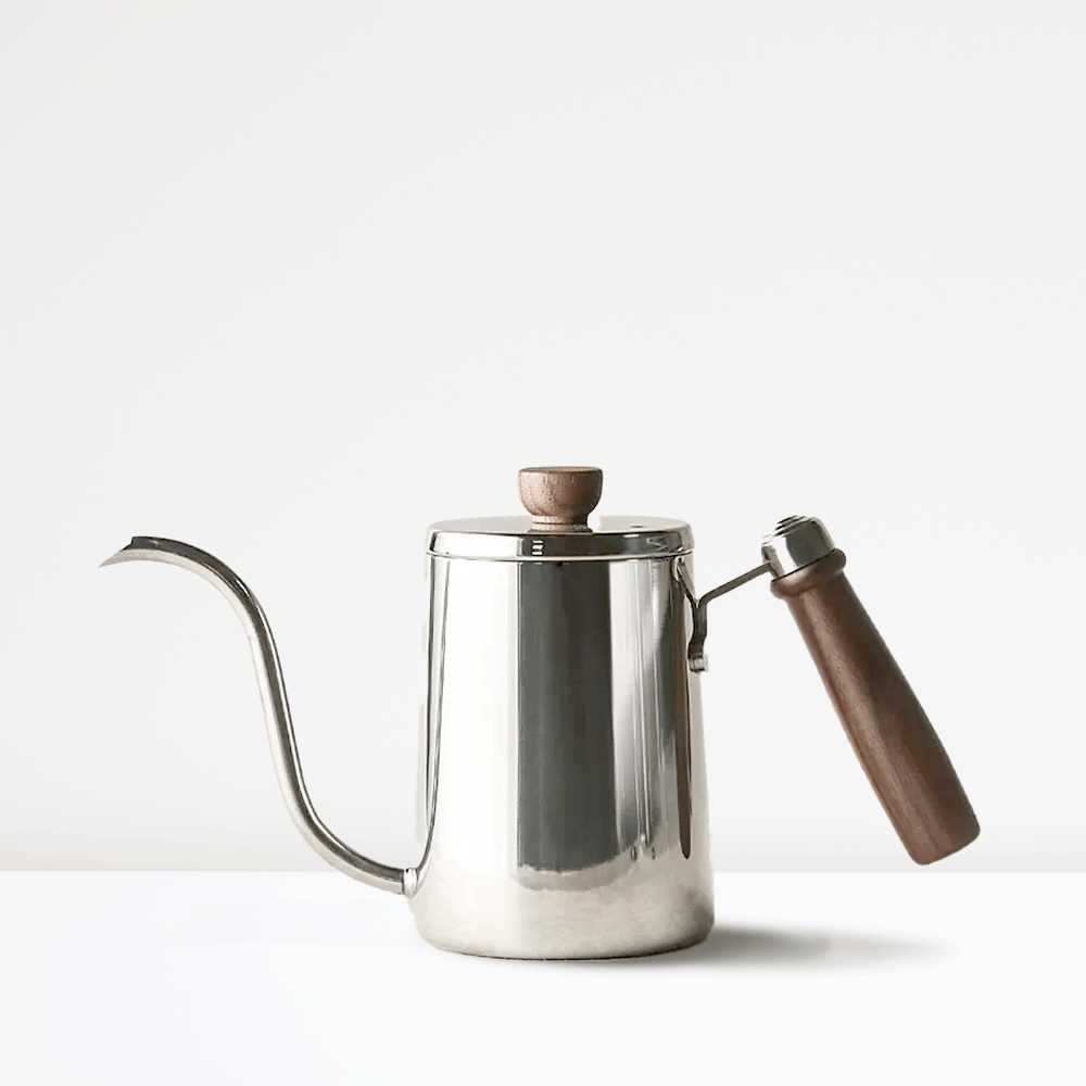 Japanese style hand brewed coffee pot with wooden handle