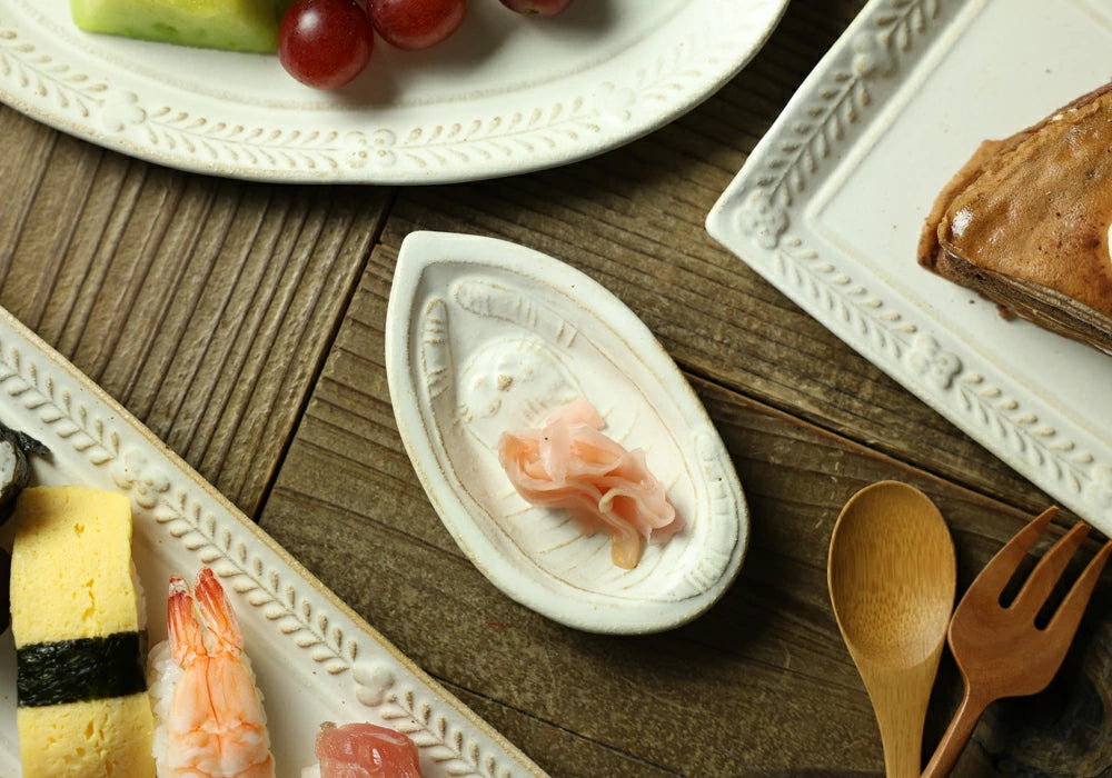 益子燒 水滴形貓咪圖案小皿