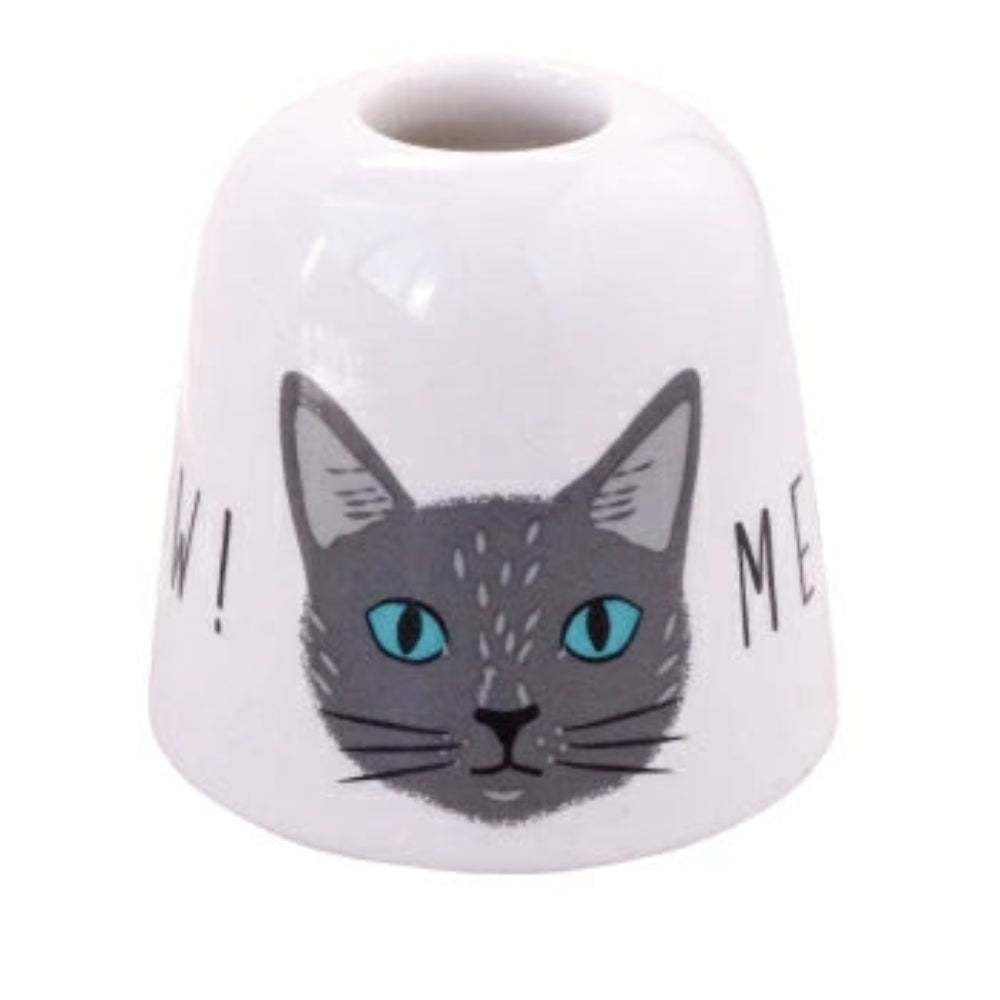 Cat pattern single hole toothbrush holder