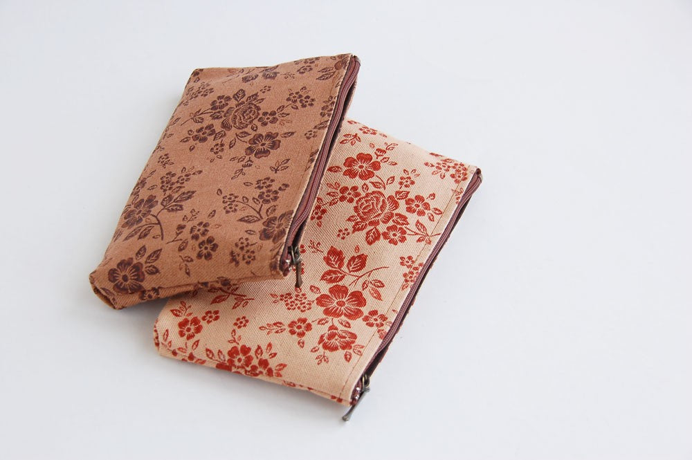 柿渋染 長方小袋