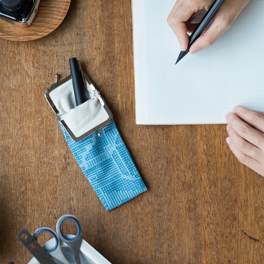 福島三和織物 刺子織長口金零錢包