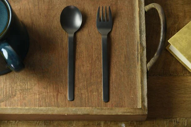 Yan Santiao stainless steel machine use dumb black table spoon