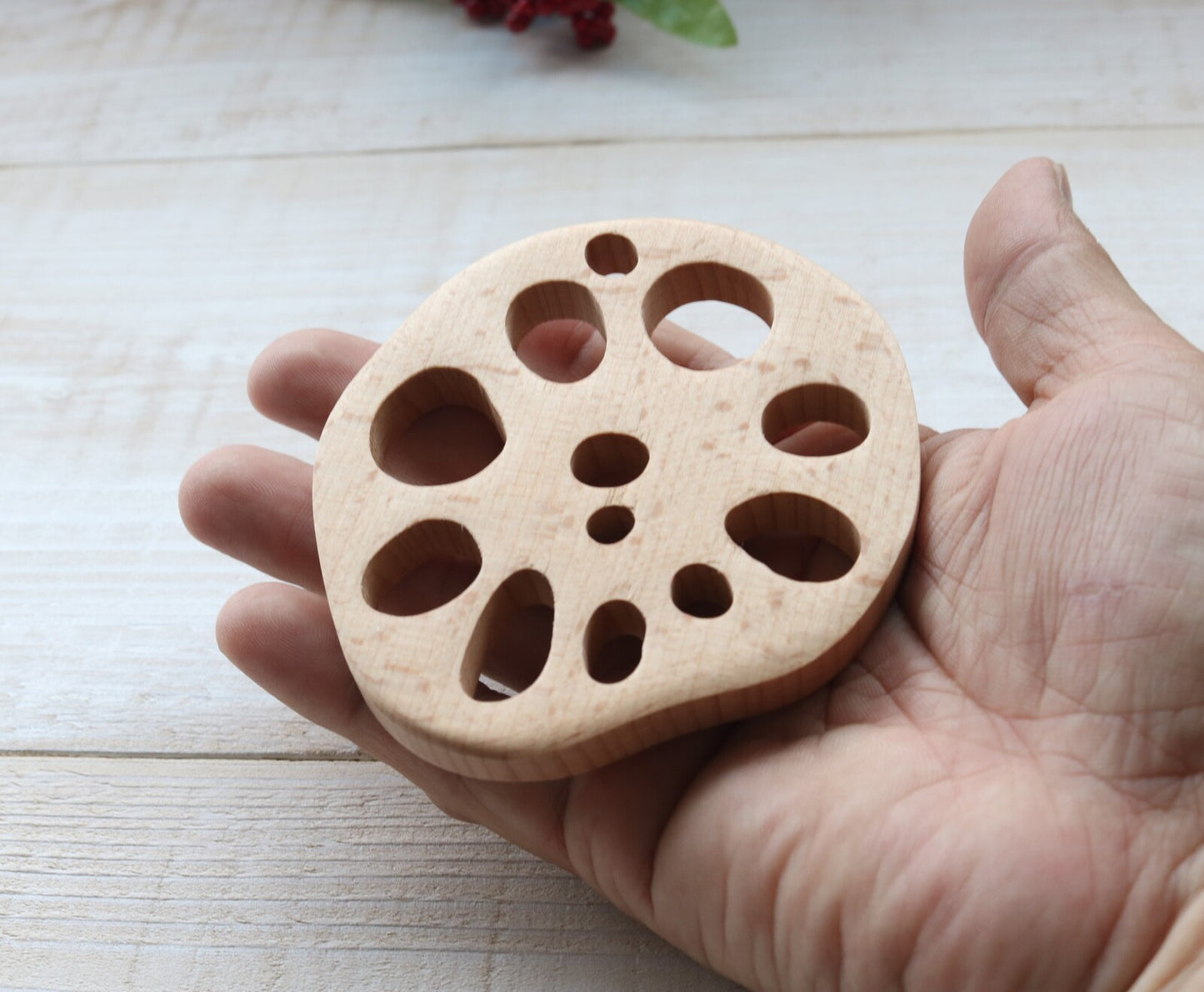 Wooden lotus root shaped coaster