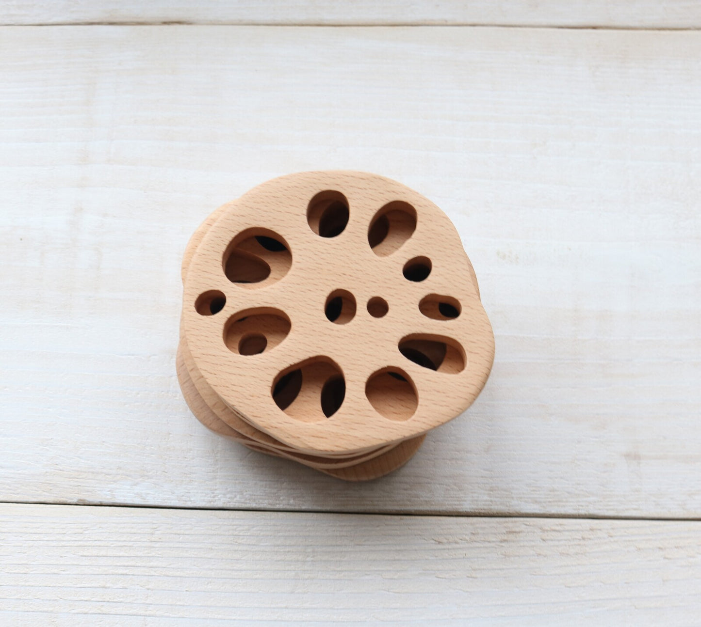 Wooden lotus root shaped coaster