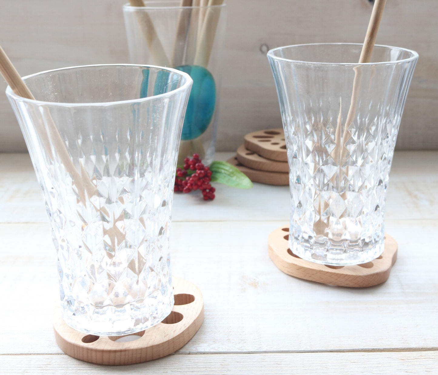 Wooden lotus root shaped coaster