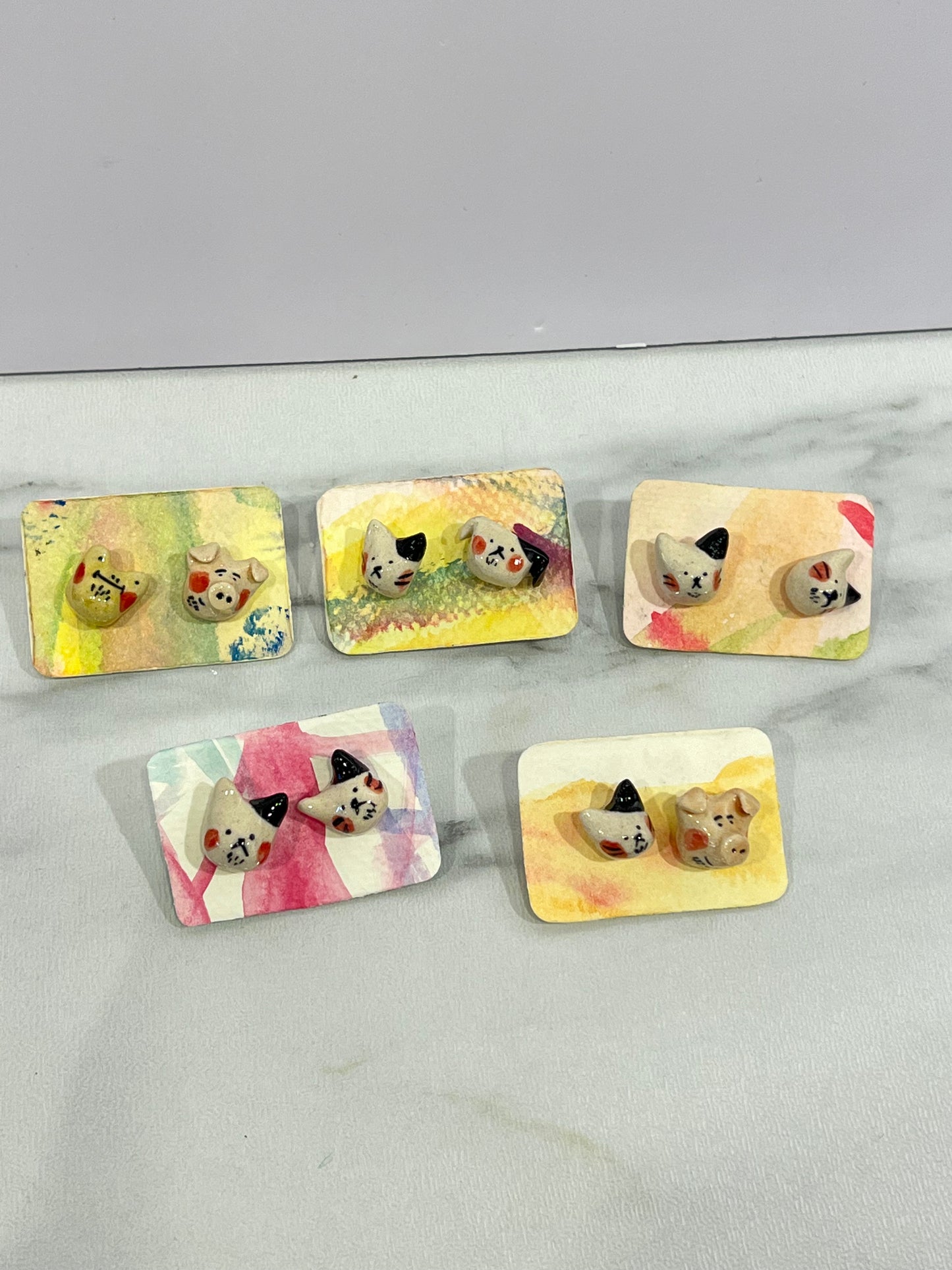 瓷器耳環-立體動物頭