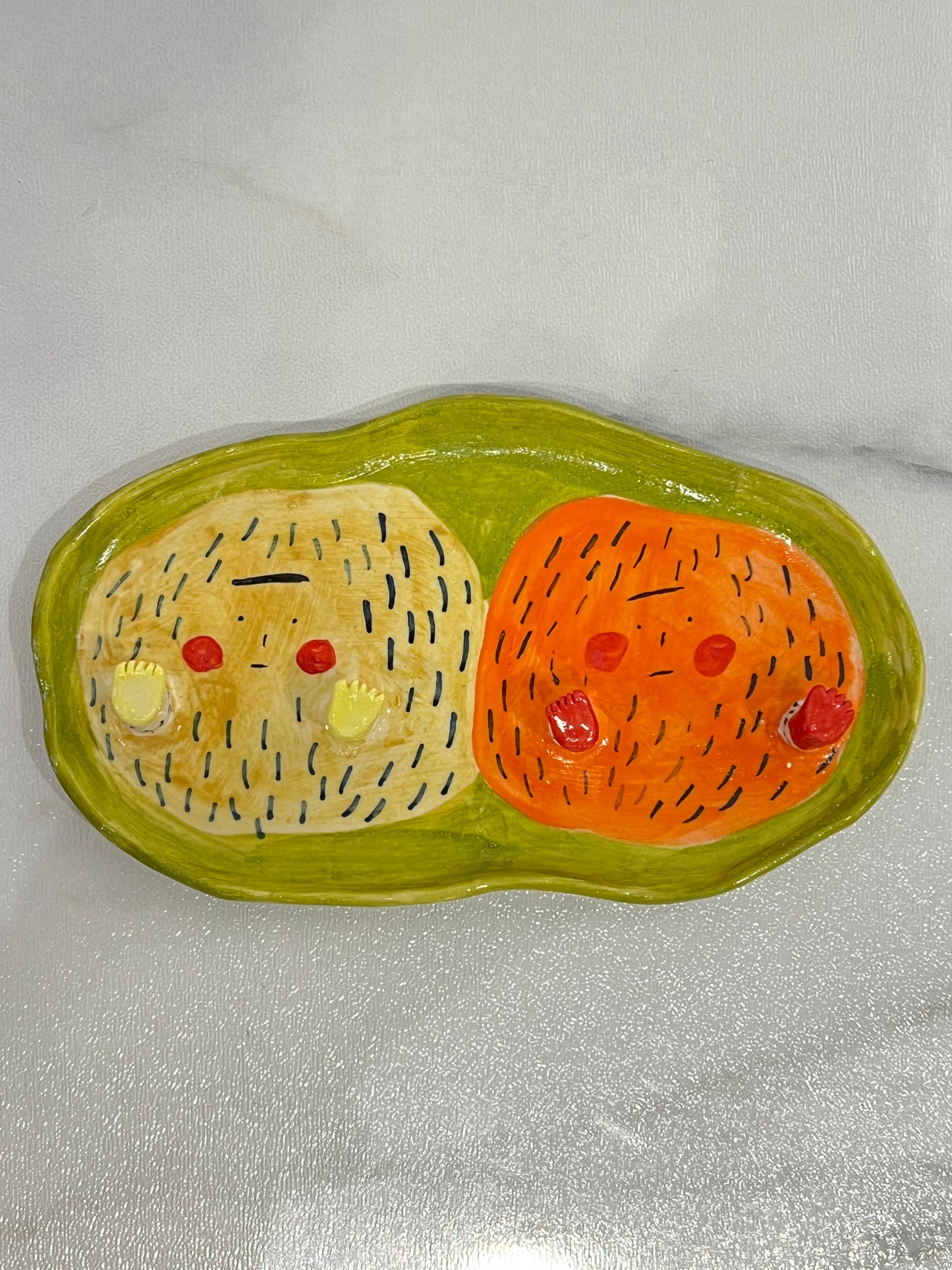 Porcelain Double Monster Ornament Dish