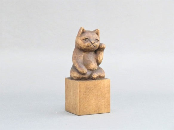 左手で招き猫 蜜蝋仕上げ 猫仏