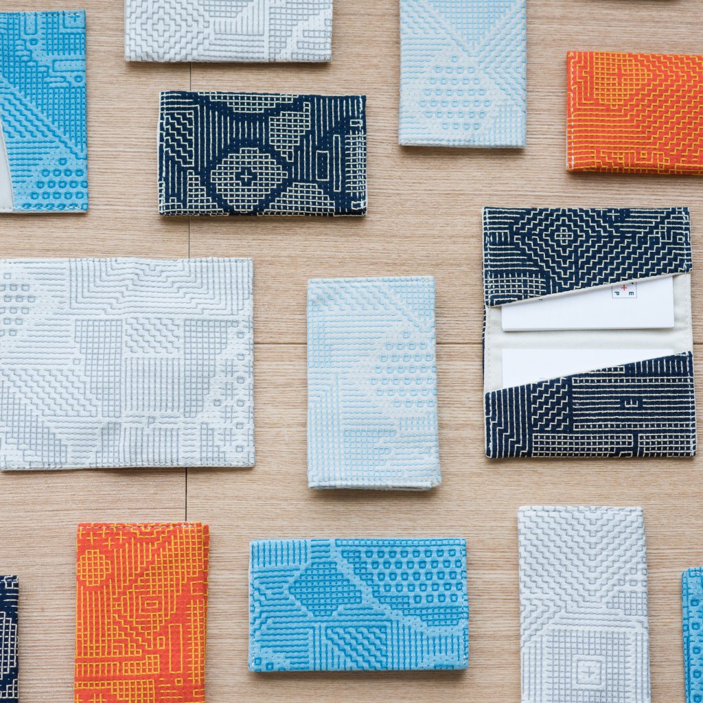 福島三和織物 刺子織卡片夾