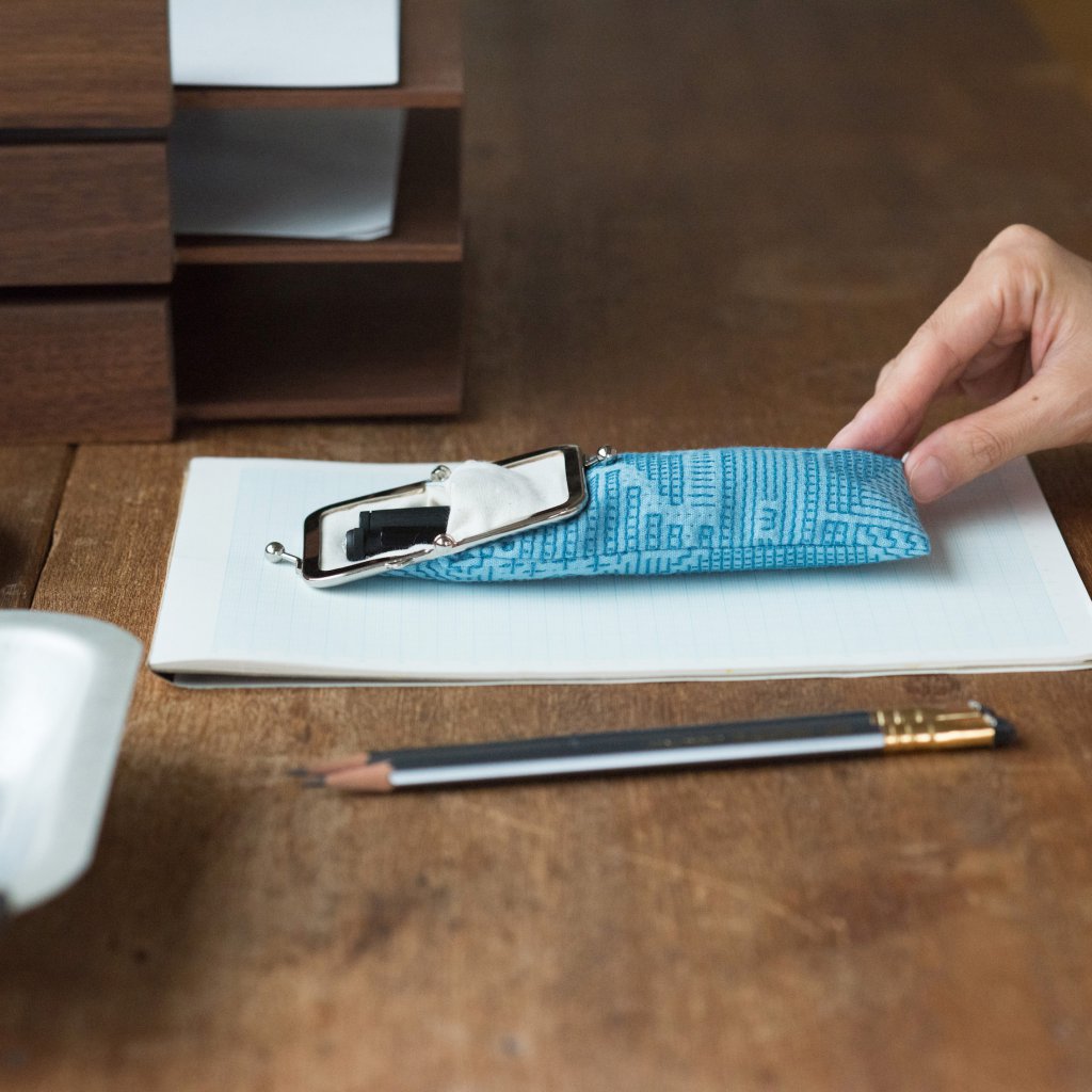 福島三和織物 刺子織長口金零錢包