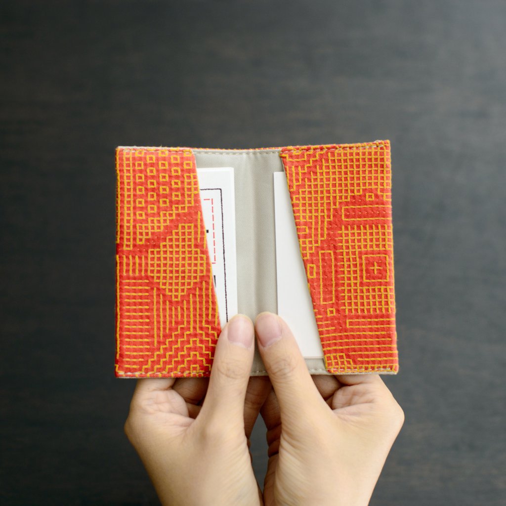 福島三和織物 刺子織卡片夾