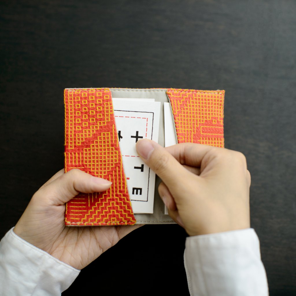 福島三和織物 刺子織卡片夾