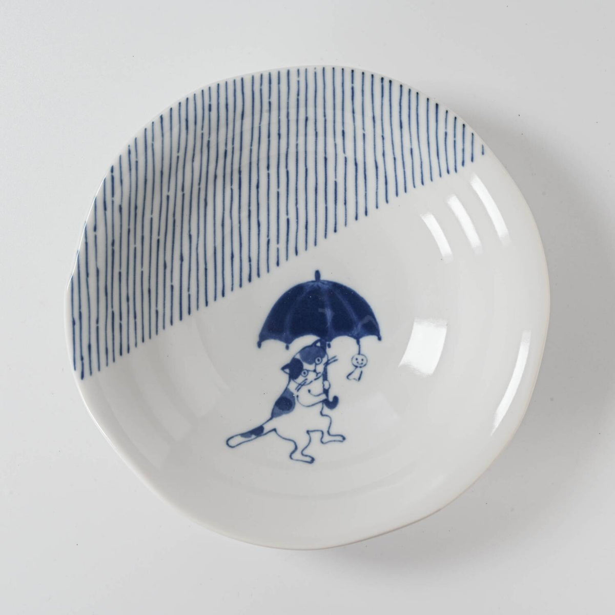 美濃燒 16.5cm下雨貓盛菜碗